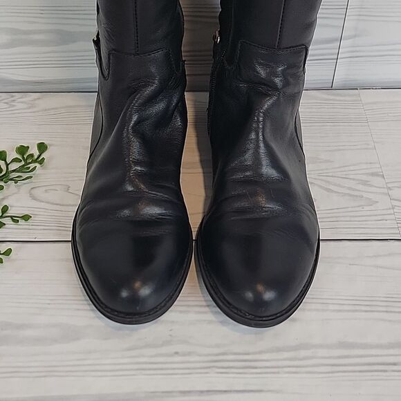 Isacc Mitzrah Imtory Black Knee-High Leather Boots Womens Size 7 - Picture 3 of 15